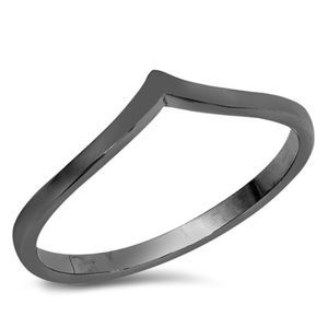 Sterling Silver black Chevron Band Ring